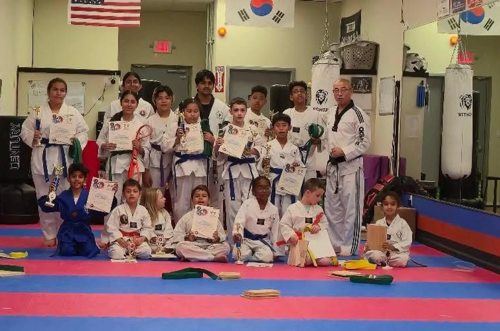 Child building confidence in martial arts